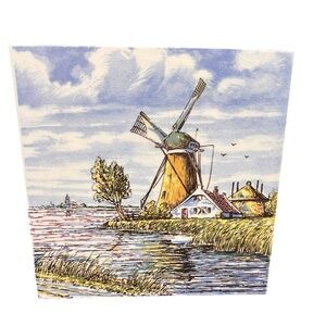 Vtg Holland Ceramic Art Tile 6x6 Unbranded Windmill Pre-owned